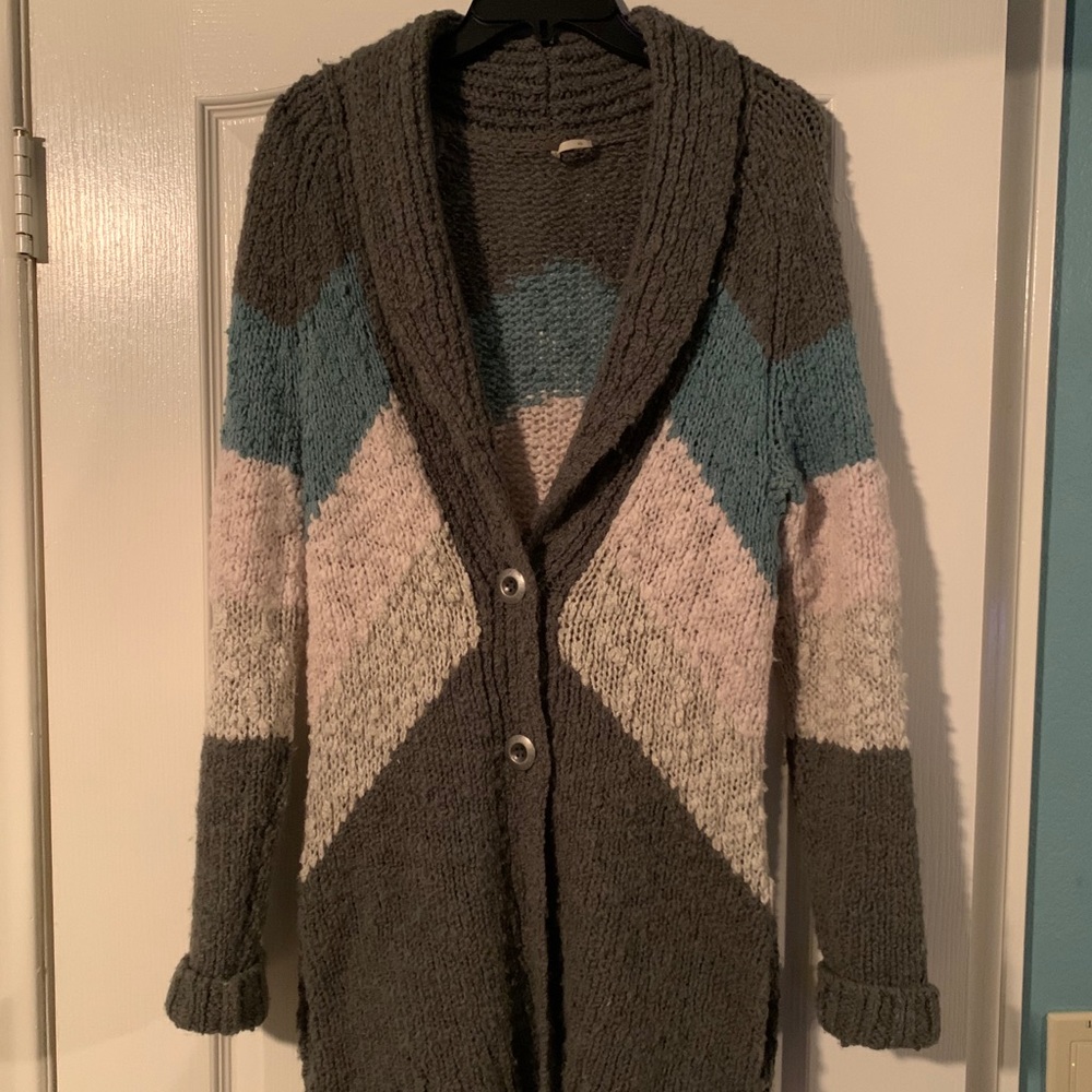 Free People Askew Chevron Cardigan